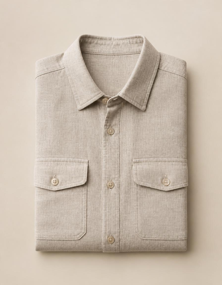 Stone linen overshirt product photo